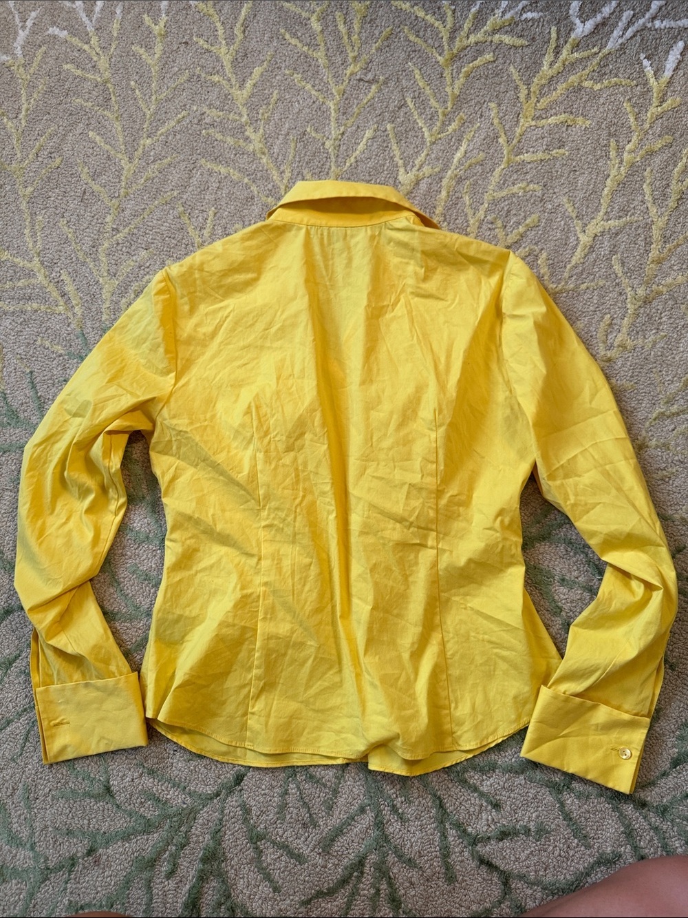 Lafayette 148 New York Yellow Ruching Button-Down Shirt 8 - Picture 4 of 5